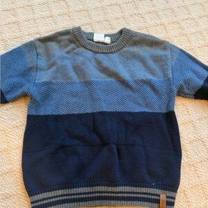 Deux par Deux Blue and Gray Striped Sweater
